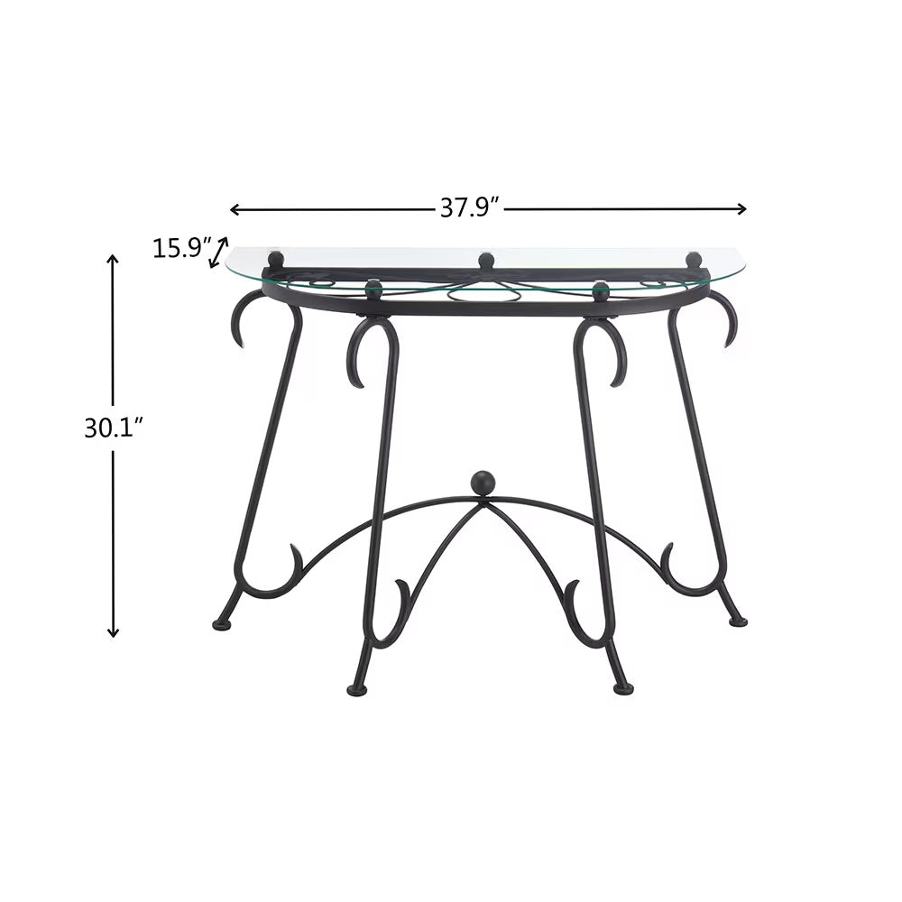Tempered Glass Surface Console Table Coffee Table With Sturdy Construction For Living Room - DropOnline.co