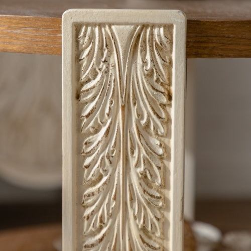 Carved Wooden Coffee Table, Retro End Table With Double-Layer Storage, Small Side Table For Living Room, Palace Style Bedside Table For Small Spaces - DropOnline.co