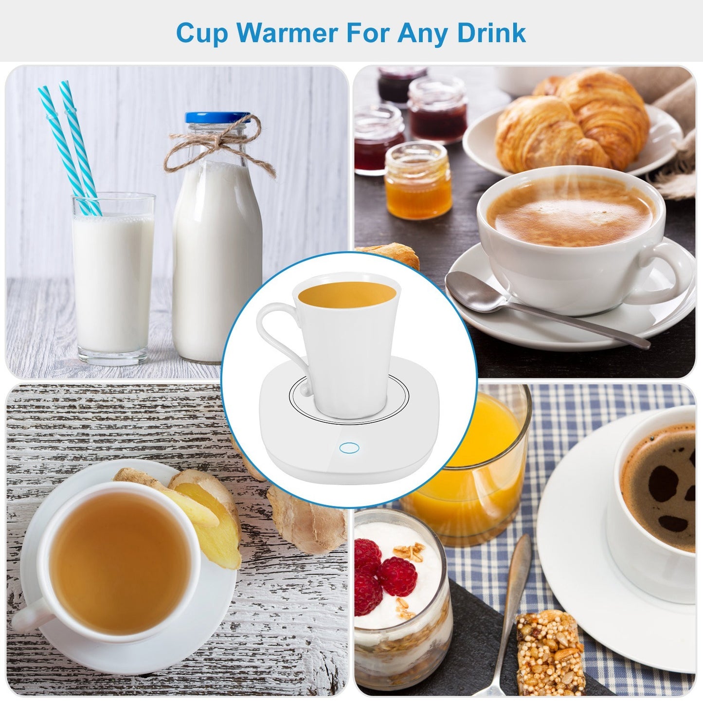 1Pc Coffee Mug Warmer Cup Warmer Auto Shut Off Coffee Tea Milk Electric Heater Pad Office Home Desk Electric Beverage Warmer Mat - DropOnline.co