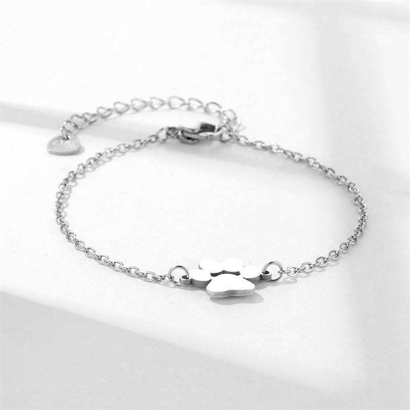 Stainless Steel Dog's Paw Bracelet - Pet Lover Charm Bracelet - DropOnline.co
