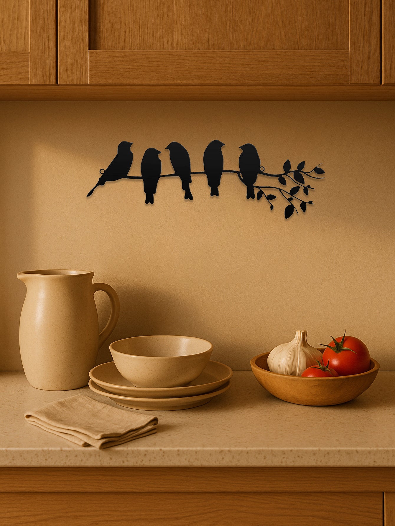 1PC Metal Bird Wall Art,Wall Ornament,The Leaves With Birds Sculpture Wall Decor - DropOnline.co