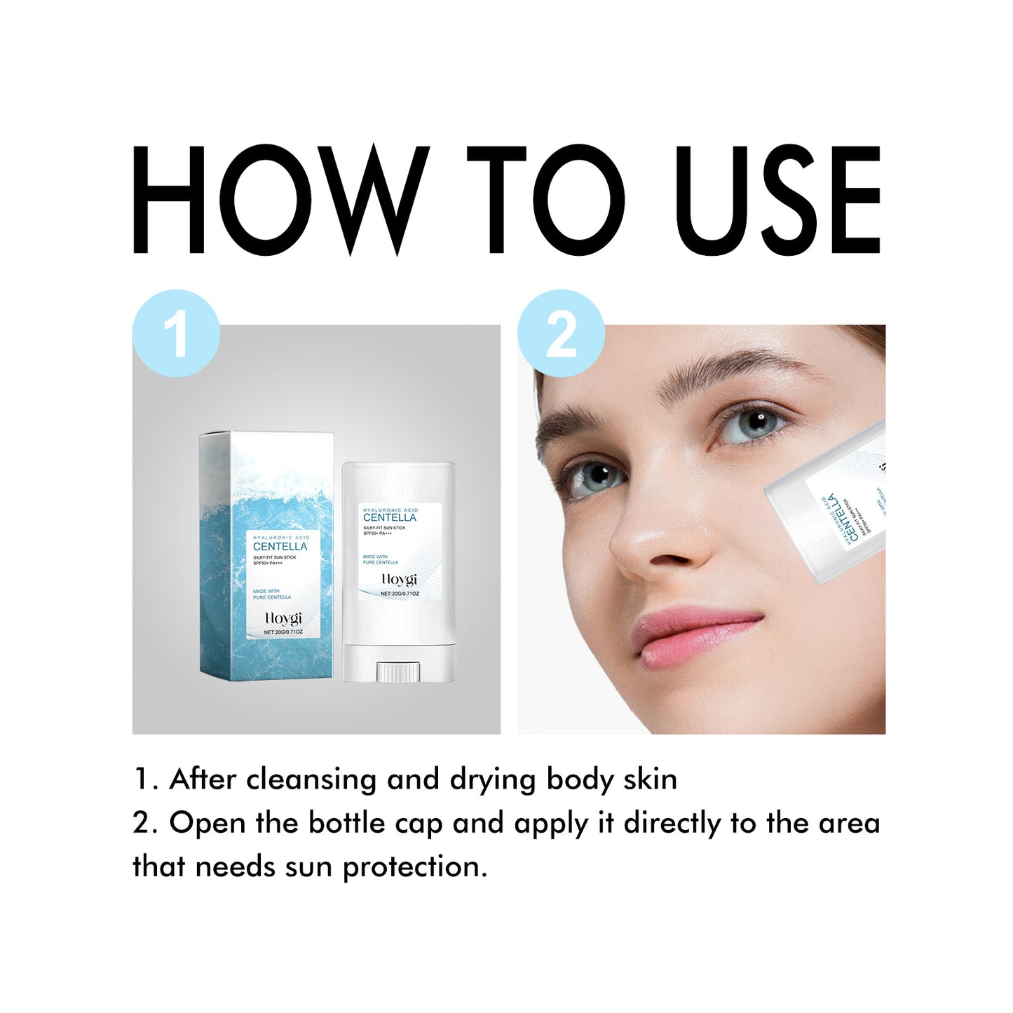 Hoygi Hyaluronic Acid Sunscreen Stick Gentle Moisturizing UV Protection For Sunburned And Reddened Skin - DropOnline.co