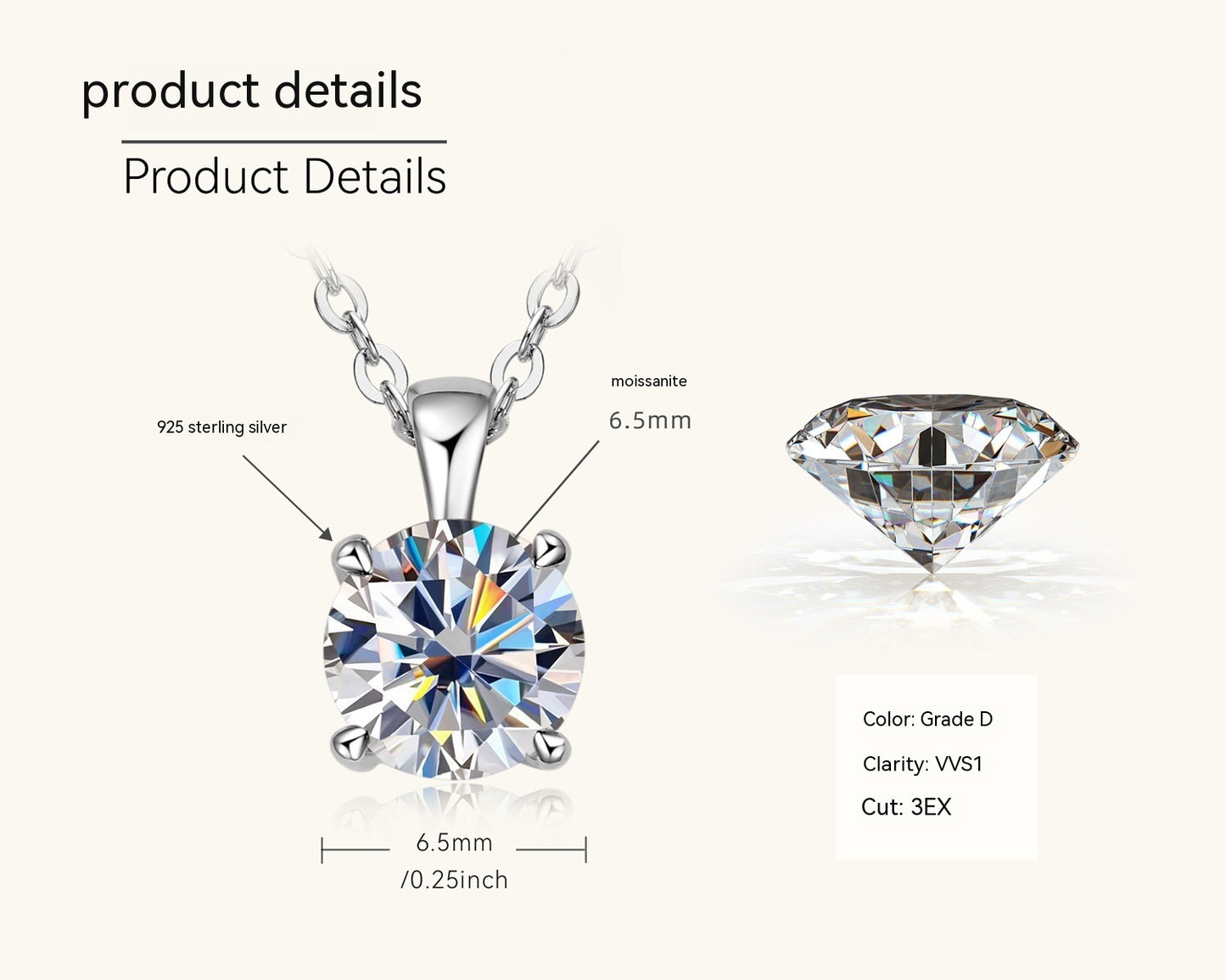 Classic Four-claw Diamond Necklace High-grade 925 Silver Plating 18K Gold Pendant - DropOnline.co