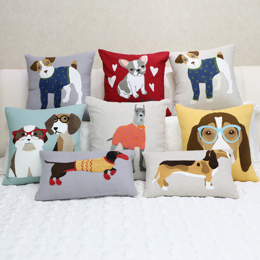 Pillow Embroidered Cushion With Core American Dog - DropOnline.co