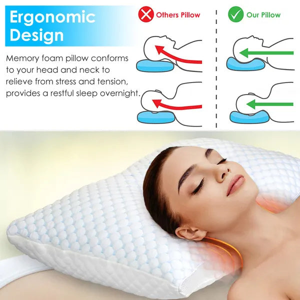1Pc Shredded Memory Foam Pillow Adjustable Cool Pillow With Extra Filling Machine Washable Cover For Side Back Stomach Sleepers - DropOnline.co