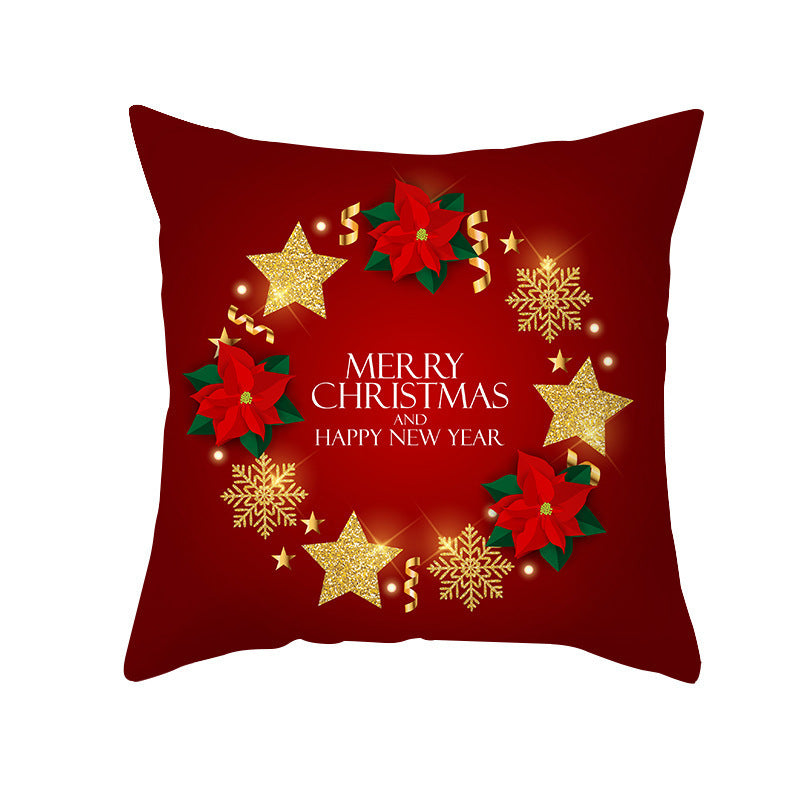 Cartoon Santa Claus Series Peach Skin Sofa Cushion Cover - Fun Christmas Holiday Decoration - DropOnline.co