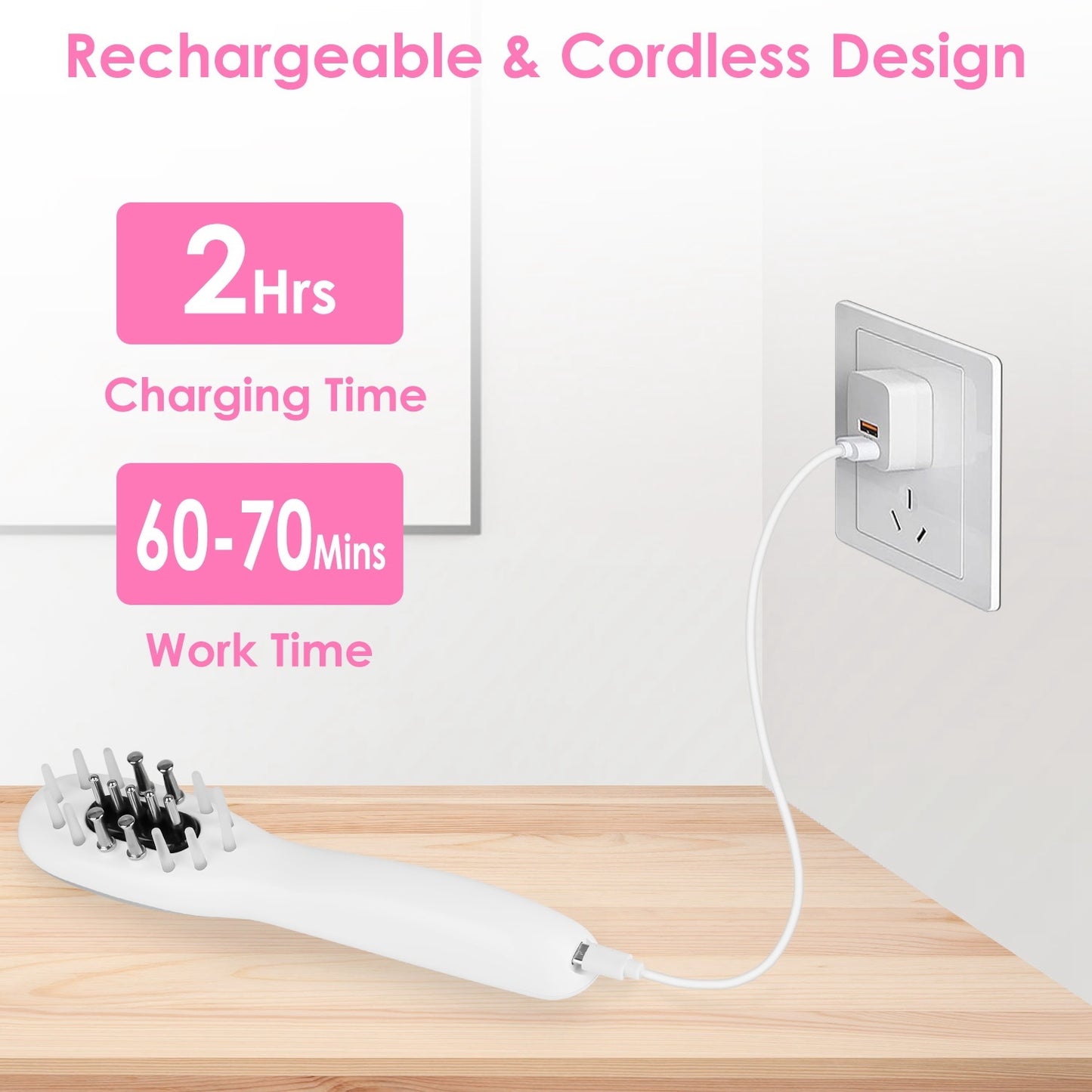 1Pc Electric Scalp Massage Comb Microcurrent Hair Brush Handheld Head Scratcher Massager Hair Oil Applicator With Vibration Micro-Current Mode Red & Blue Light Therapy Oil Applicator - DropOnline.co