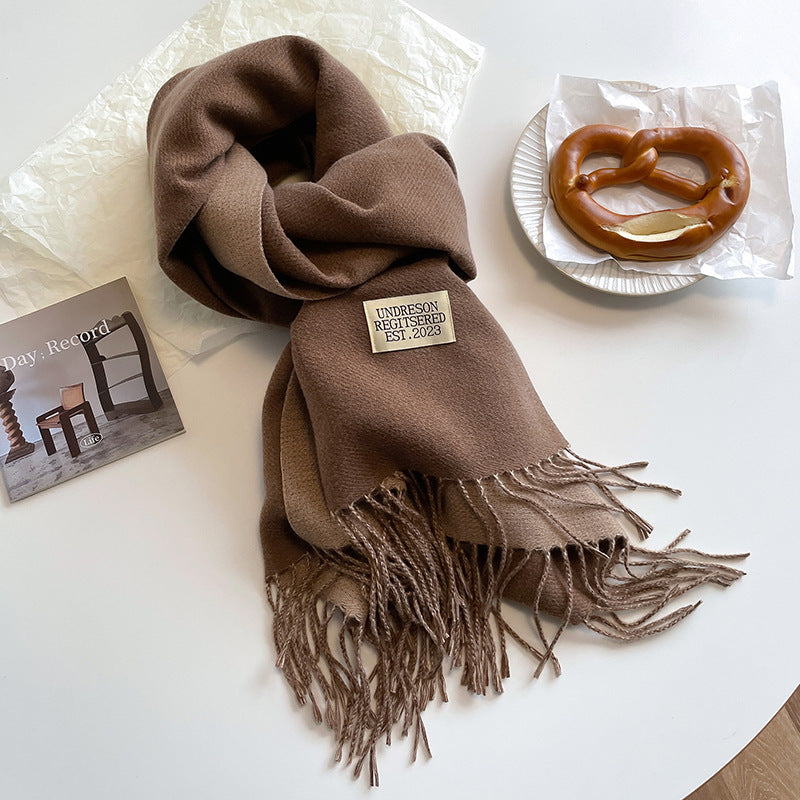 Double-Sided Artificial Cashmere Scarf - Women's Winter Warm Couple Scarf - DropOnline.co