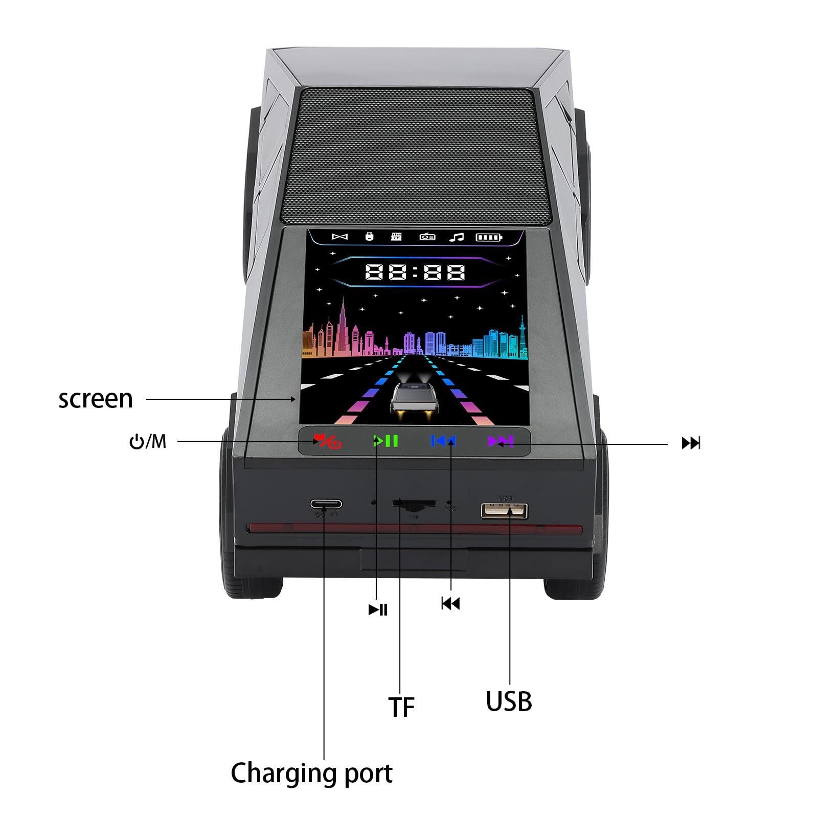 WS-580 Bluetooth Pickup Truck Portable Speaker With Display, High-definition Sound, TWS Pairing, FM Radio, Built-in Microphone For Hands-free Calls, A Surprising Gift For Car Enthusiasts - DropOnline.co