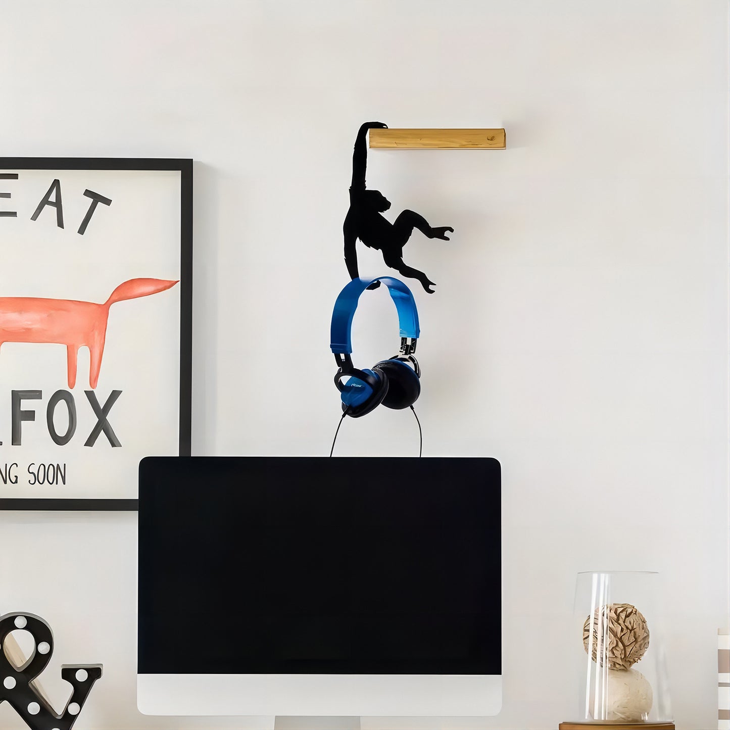 Wooden Monkey Hook Chimp Indoor Wall Decorations Living Room And Kitchen Plastic Bag Cup - DropOnline.co