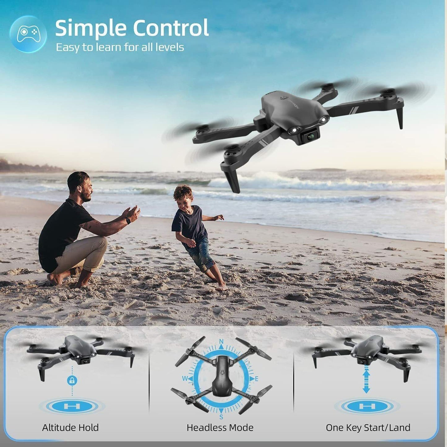 4DRC V13 RC Drone - 1080P HD Dual Camera WiFi FPV Foldable Quadcopter with 2 Batteries - DropOnline.co