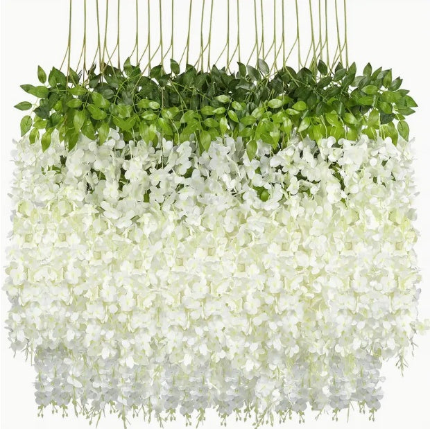 36pcs White Artificial Wisteria Flowers - DropOnline.co
