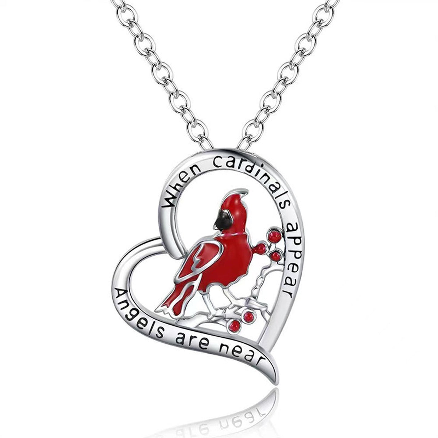 Creative Heart Shaped Cardinal Pendant Necklace, Exquisite Party Commemorative Accessory Gift Jewelry Anniversary Party Gifts, Valentine's Day Gift - DropOnline.co