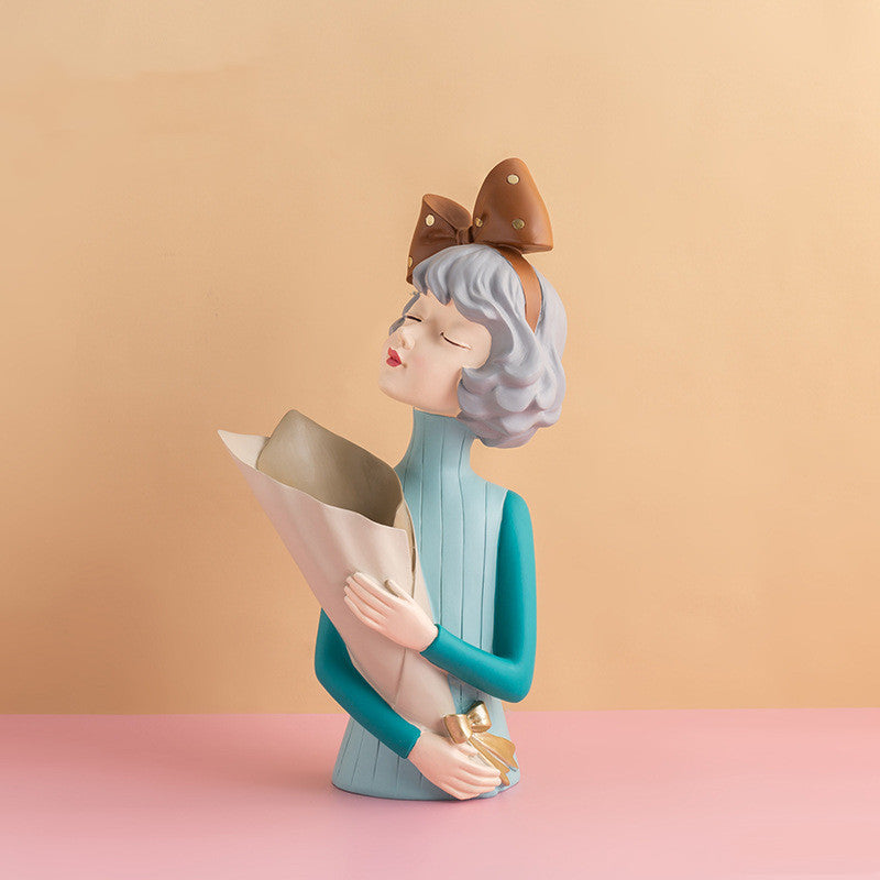 Home Decor Girl Figurine Resin Sculpture Abstract Art Room Decor Nordic Decoration Home Living Room Decoration Accessories Gifts - DropOnline.co