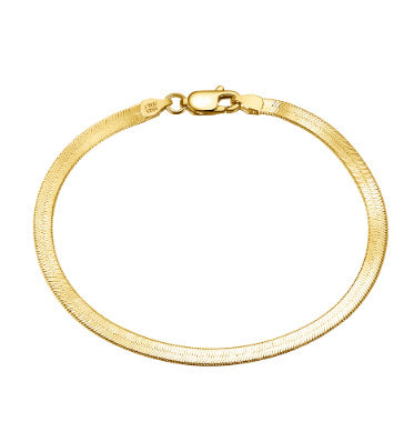 S925 Sterling Silver Bracelet Flat Snake Bone - DropOnline.co