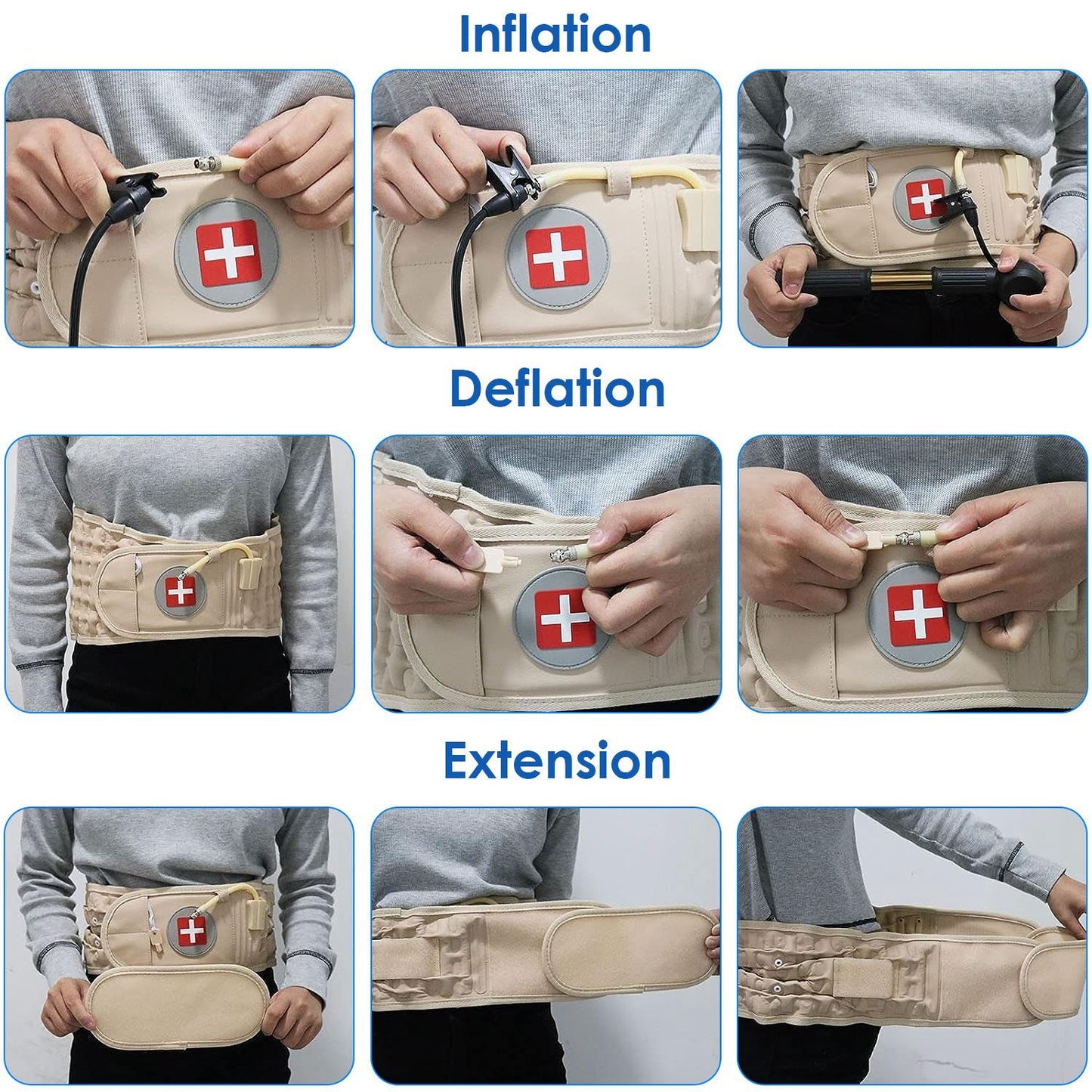 1Pc Decompression Back Belt Lumbar Spine Support Lower Back Air Traction Device With Extension Pad For Men Women Pain Relief Fit For All Waist - DropOnline.co