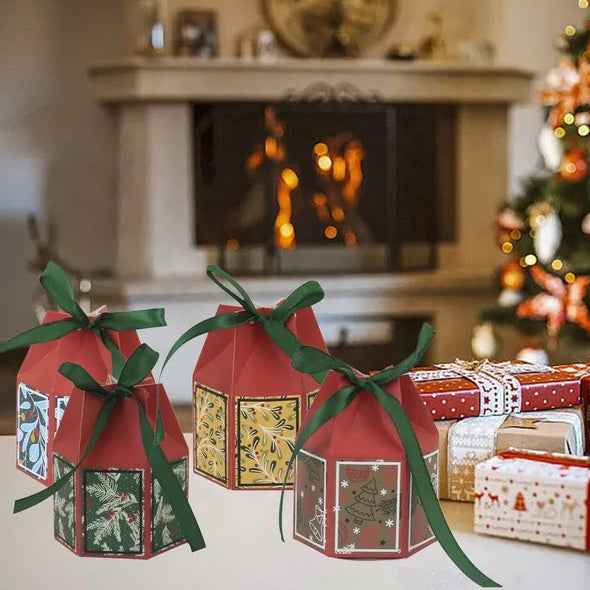 20 Pcs Christmas Candy Boxes with Ribbon - Colorful Snowflake Tree Treat Boxes - DropOnline.co