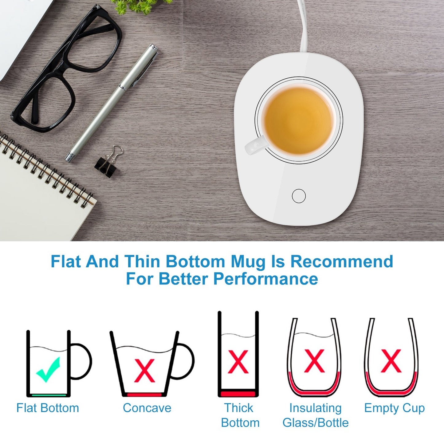 1Pc Coffee Mug Warmer Cup Warmer Auto Shut Off Coffee Tea Milk Electric Heater Pad Office Home Desk Electric Beverage Warmer Mat - DropOnline.co