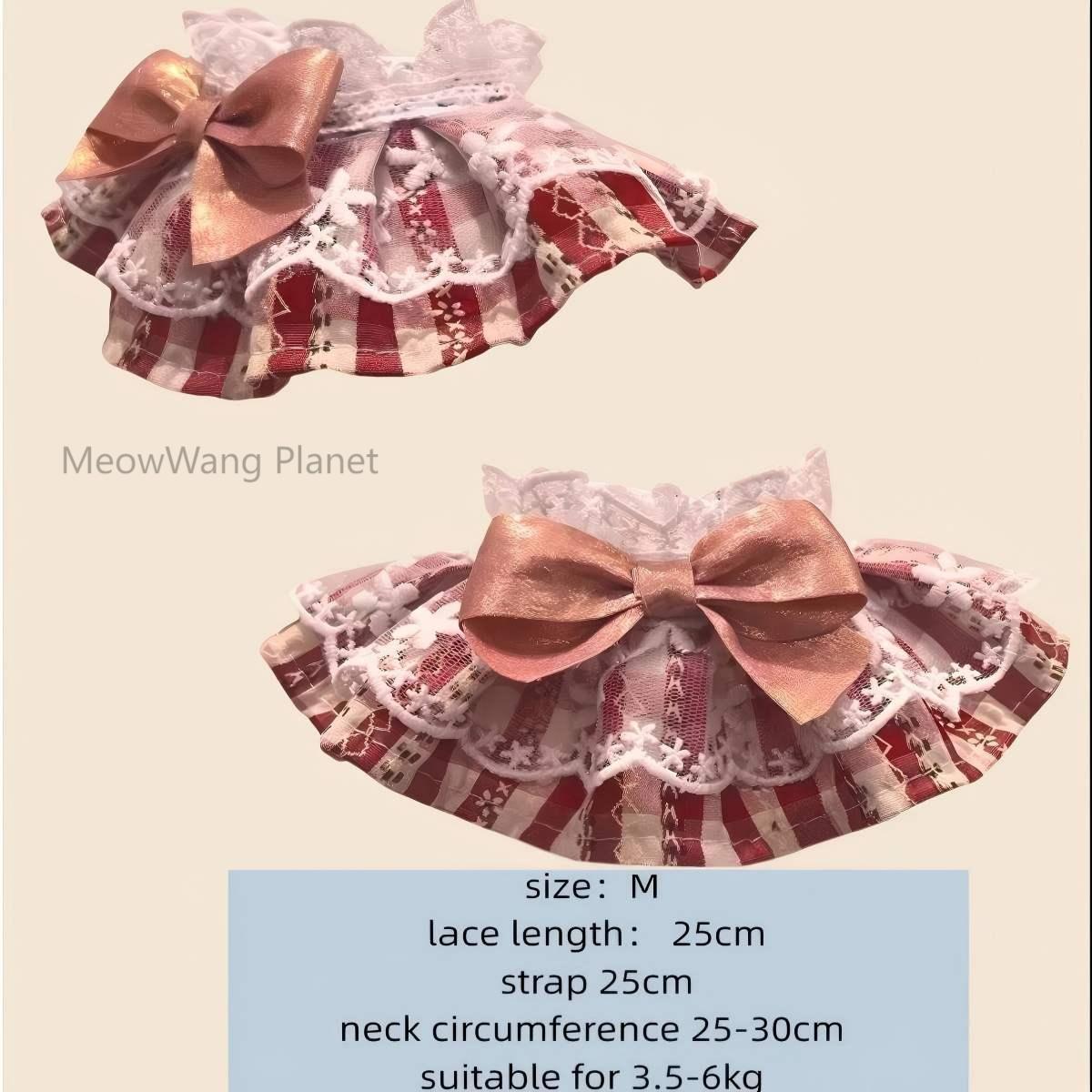 Handmade Lace Pet Neck Bib Heritage Plaid Ruffle Bandana For Cats Small Dogs Luxury Pet Gift - DropOnline.co