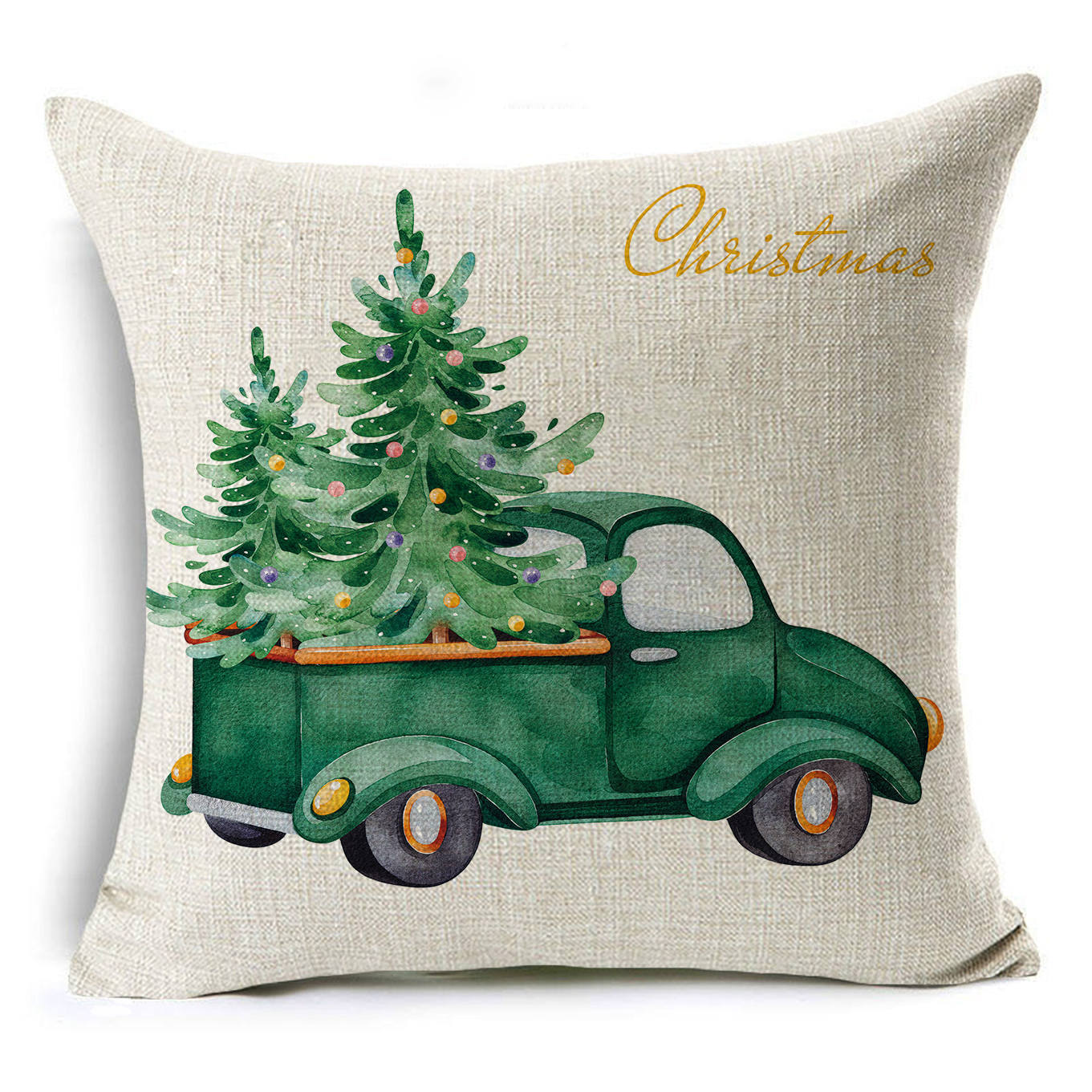 Colorful Christmas Linen Cushion Cover - DropOnline.co