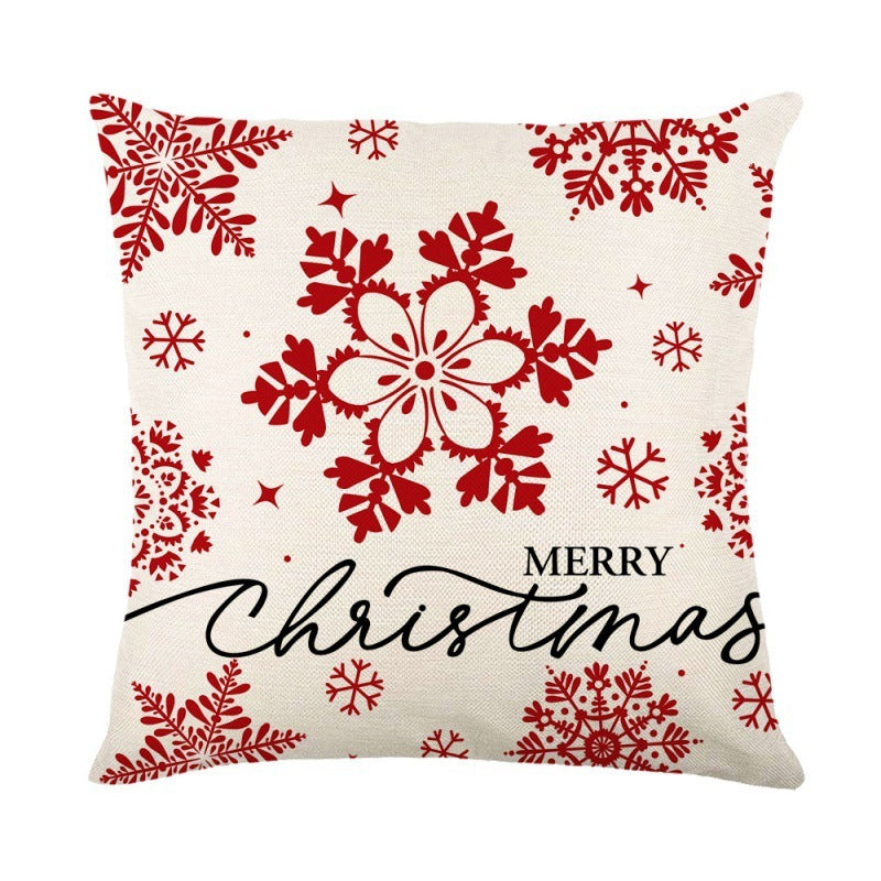 Christmas Pillow Cover Festival Festive Linen Printing Living Room Home Cushion Cover Bedroom Pillow - DropOnline.co