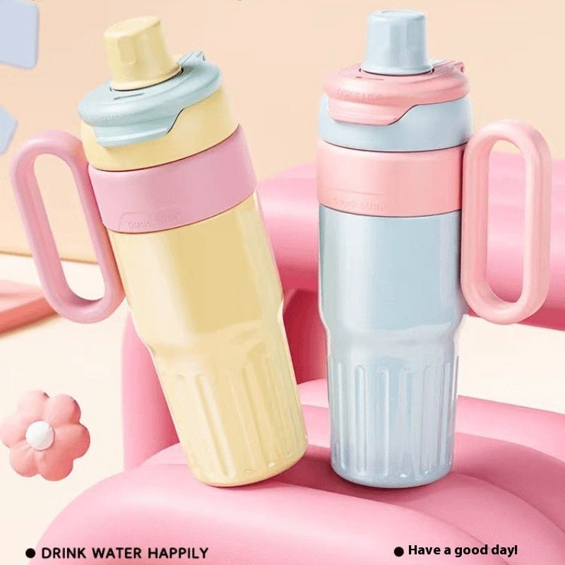 780ml Gradient Double Drink Thermal Cup Stainless Steel With Lid Coffee Cup Thermos Large Capacity Straw Cup For Male And Female - DropOnline.co