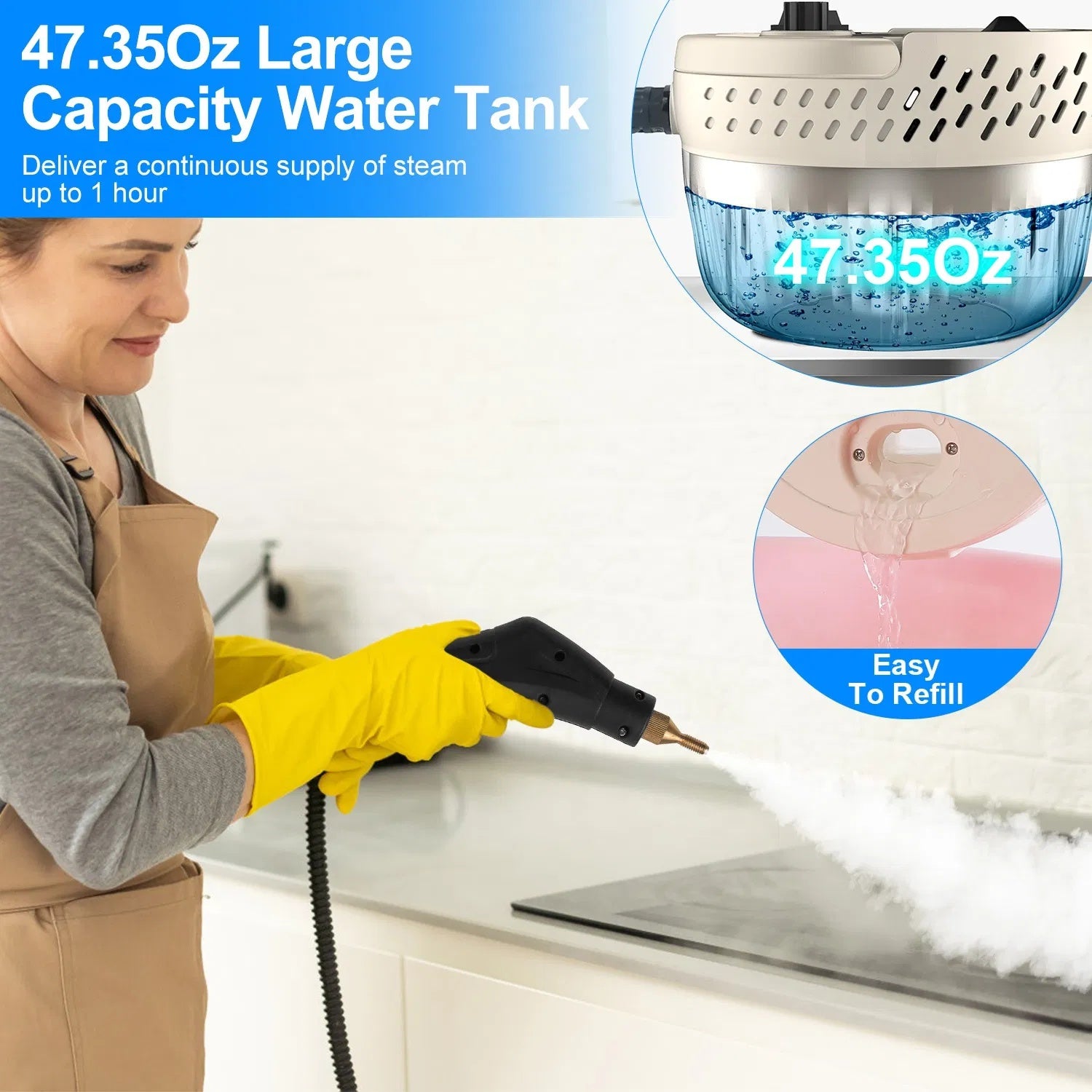 2500W Handheld High Temperature And Pressure Steamer Cleaner With 1400ML Tank 9 Accessories 6 Steam Levels For Dirt Grease Grout Tile Floor Couch Car - DropOnline.co