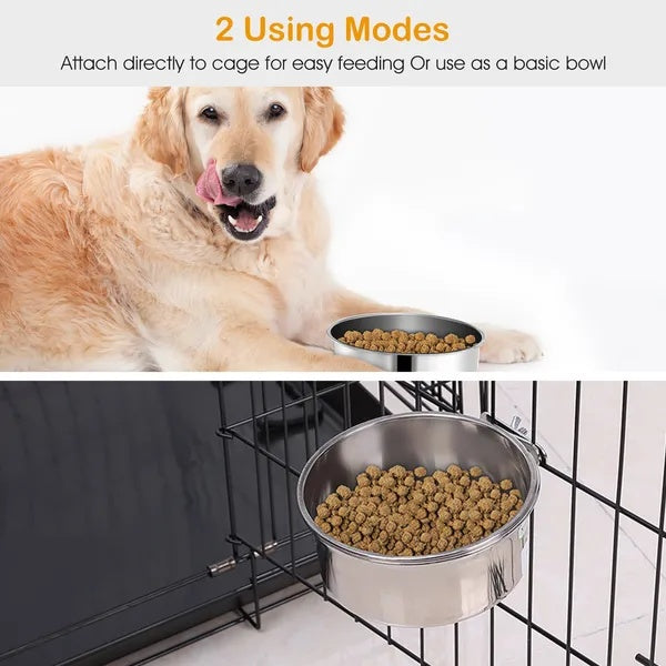 Detachable Pet Cage Food Water Bowl With Clamp Holder - DropOnline.co