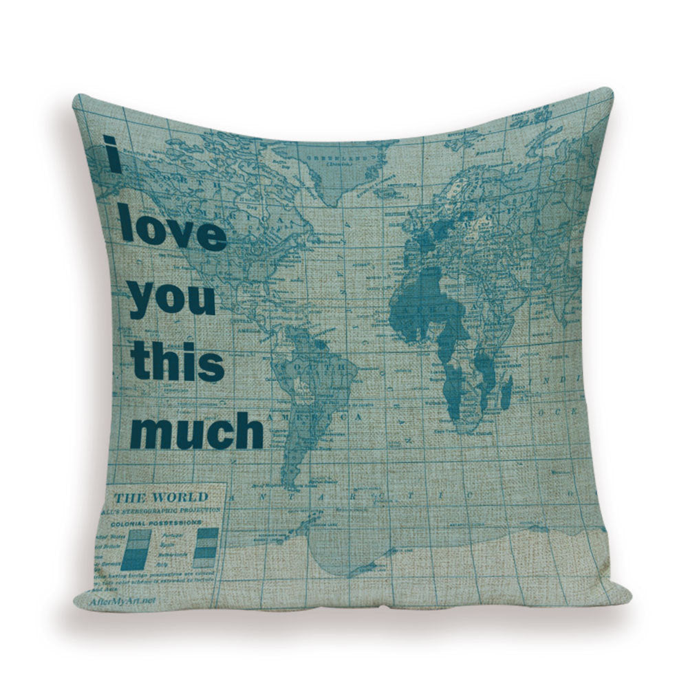 New Retro Toss Pillow Case European World Map Cushion Cover Seat Sofa Covers Morocco Linen House Home Decor Throw Pillows Cases - DropOnline.co