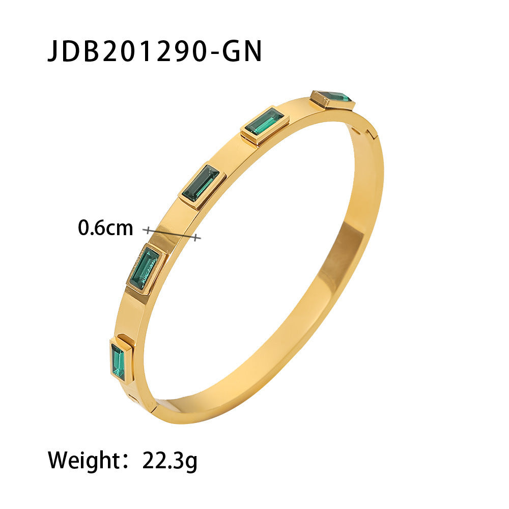 Fashionable And Versatile Gold-plated Stainless Steel Bracelets With Zirconia - DropOnline.co