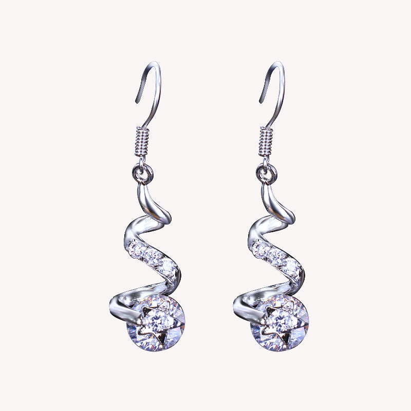Purple Zircon Spiral Ear Hook Earrings - DropOnline.co