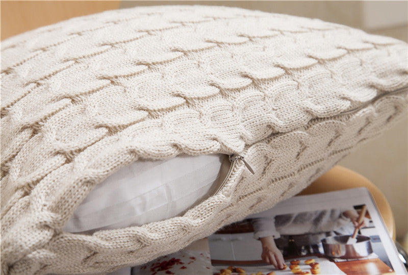 Vintage Continental Knitted Plain Cushion Cover - DropOnline.co