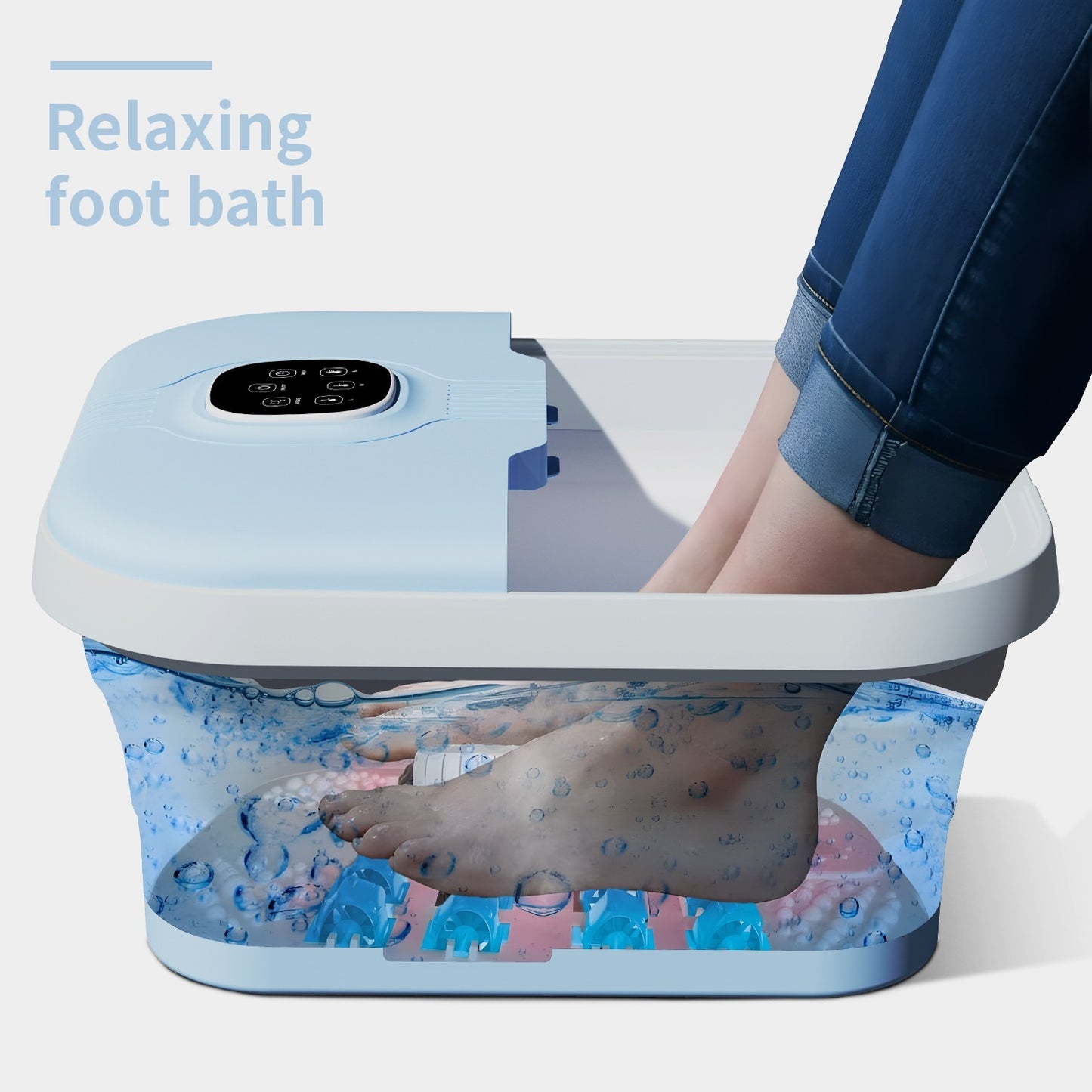 Electric Collapsible Foot Spa With Heat, Foot Massager With 16 Massage Rollers & Bubble, Foot Bath Massager For Home Use,Remote Control - DropOnline.co