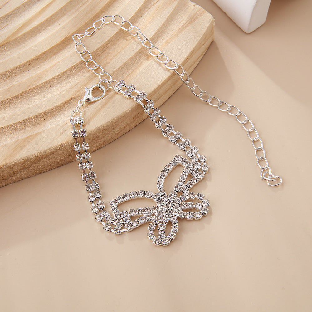 Full Diamond Butterfly Multilayer Fashion Full Diamond Rhinestone Anklet - DropOnline.co