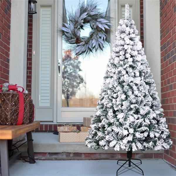 Green Flocking 6ft Christmas Tree - 750 Branches Automatic PVC Tree - DropOnline.co