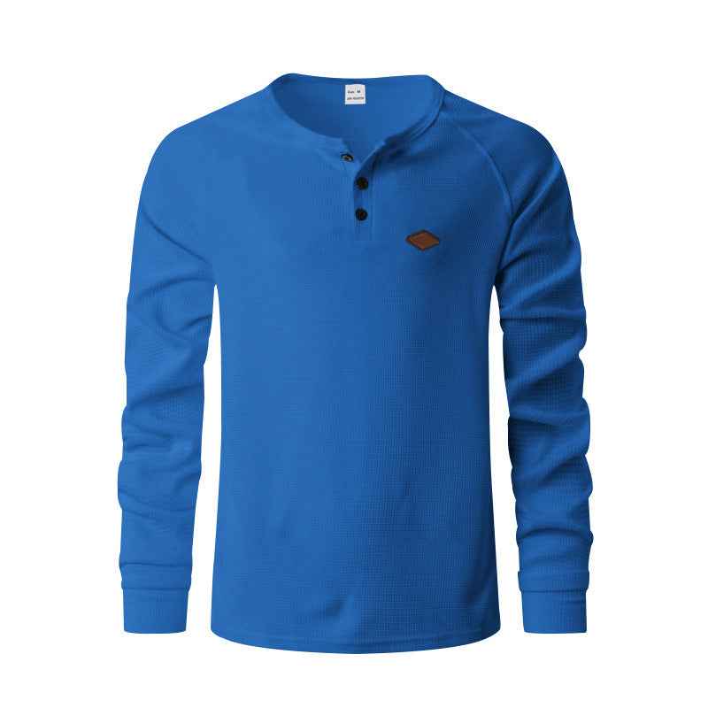 Men's Waffle Buckle Quick-Drying Raglan Henley Long Sleeve Shirt