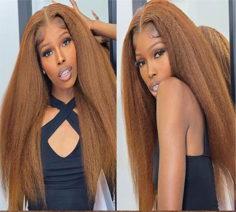 Lace Female Non-toxic Wig, Soft Natural Brown Blonde Hair, High-temperature Fiber, , Non-adhesive 13X2.5 Lace Area, Versatile Wig - DropOnline.co