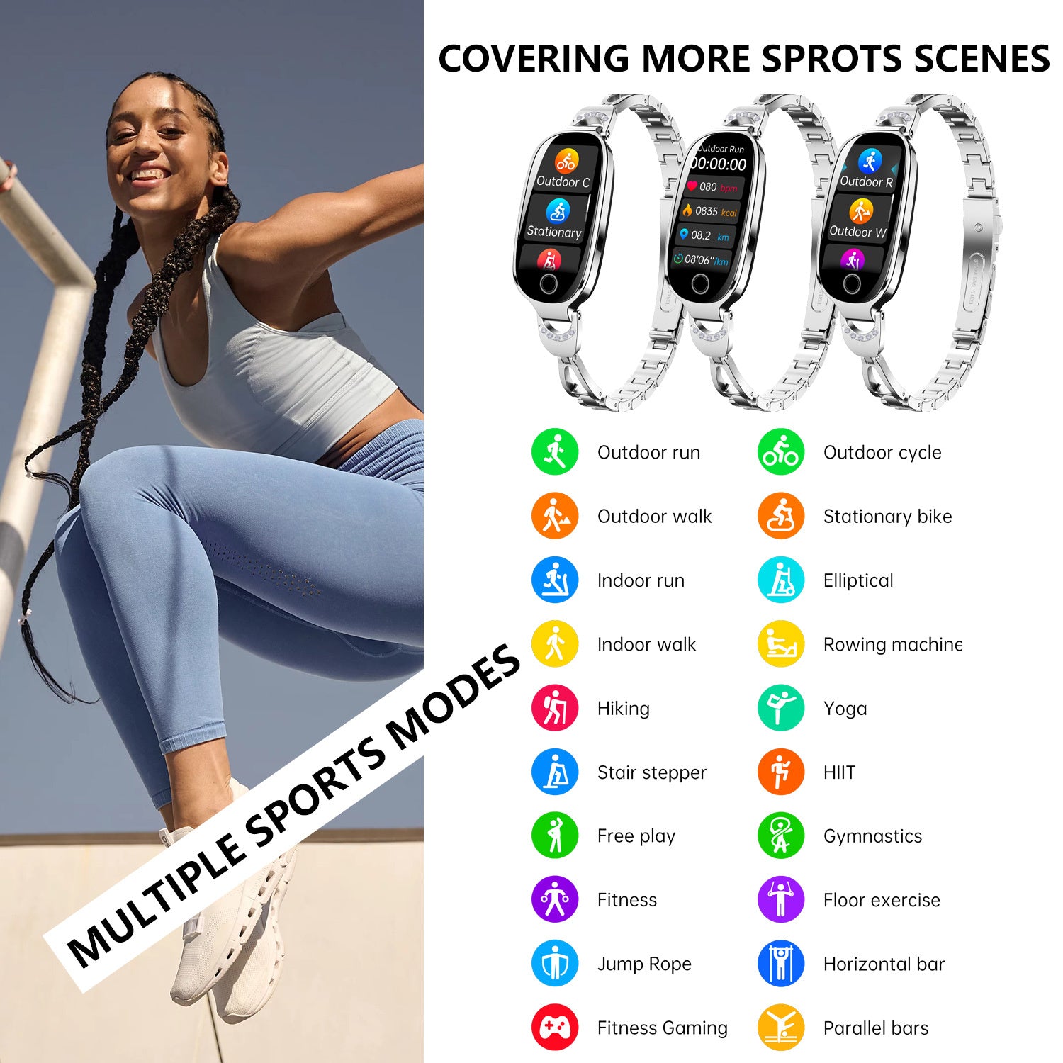 Gold Smartwatch For Women Compatible For Android& IOS,Bling Smart Bracelet With Female Menstrual Cycle Heart Rate Blood Pressure Remote Photography Waterproof Pedometer - DropOnline.co