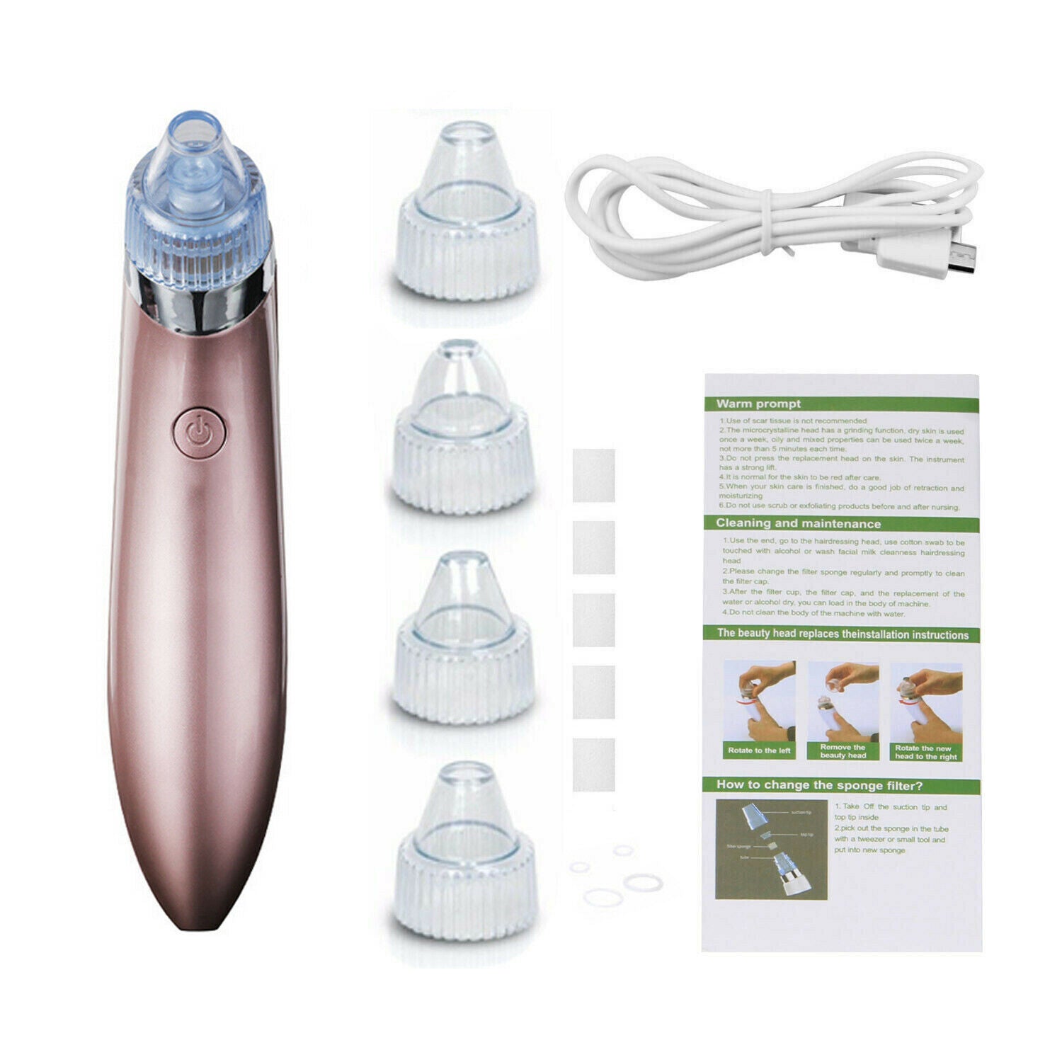 Electric Blackhead Vacuum Pore Cleaner Acne Pimple Remover Strong Suction Tool Electric Blackhead Remover Pore Vacuum Suction Diamond Dermabrasion Face Cleaner - DropOnline.co