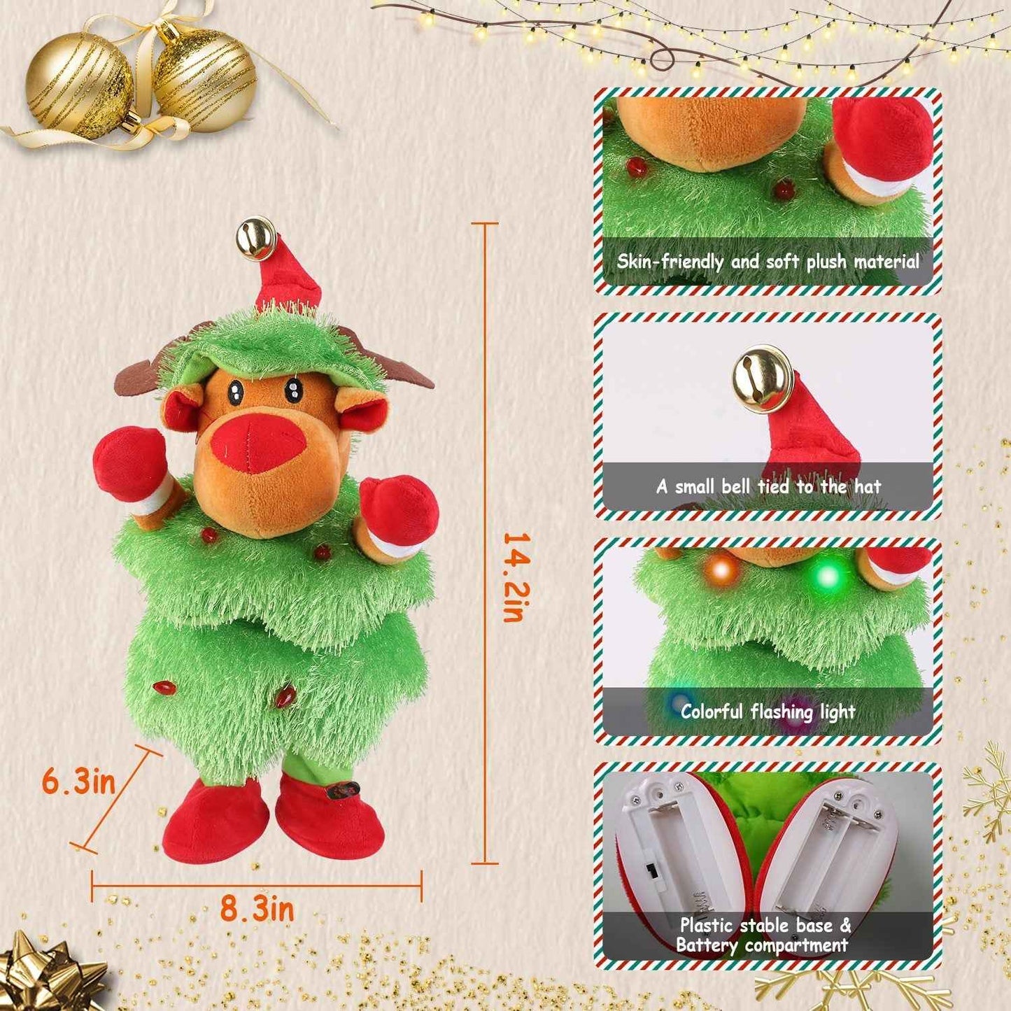 Penguin/Elk/Snowman Electric Dancing Singing Plush Toy - Interactive Christmas Gift - DropOnline.co