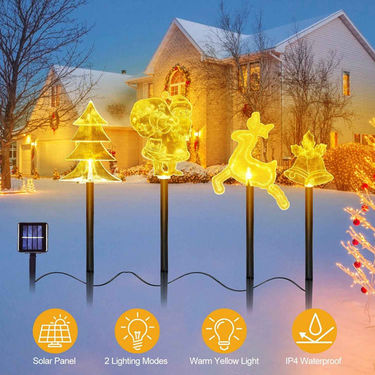 5Pcs Mixed Christmas Solar Stake Light Set - Waterproof Outdoor Landscape Light - DropOnline.co