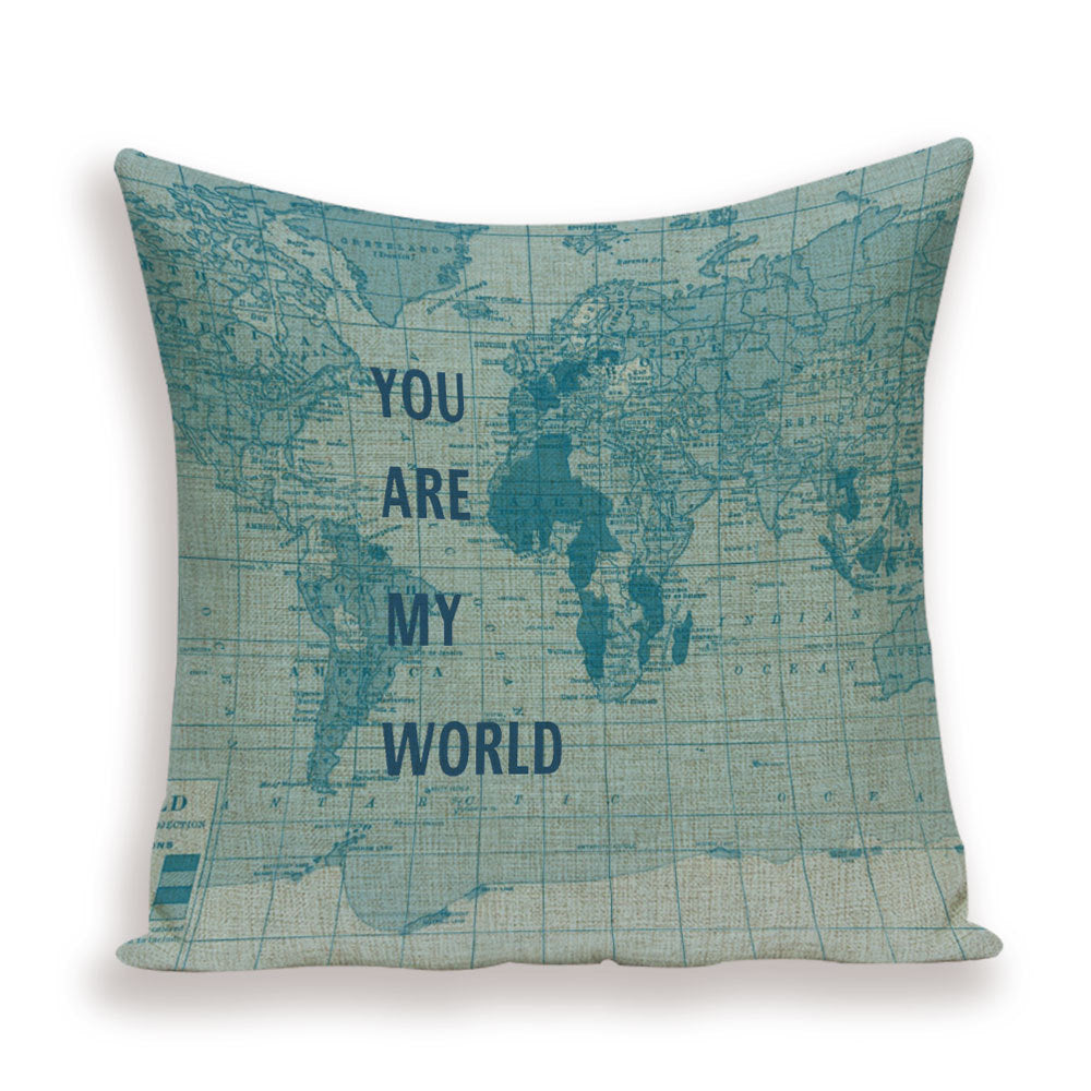New Retro Toss Pillow Case European World Map Cushion Cover Seat Sofa Covers Morocco Linen House Home Decor Throw Pillows Cases - DropOnline.co