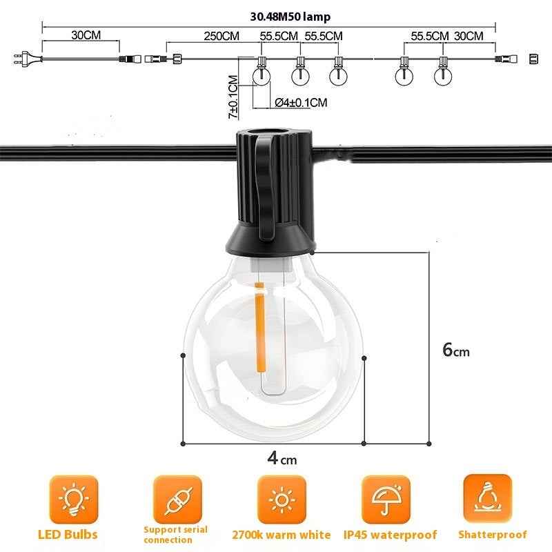Outdoor G40 Globe String Lights - Waterproof Festival LED Lamp for Patio & Garden - DropOnline.co