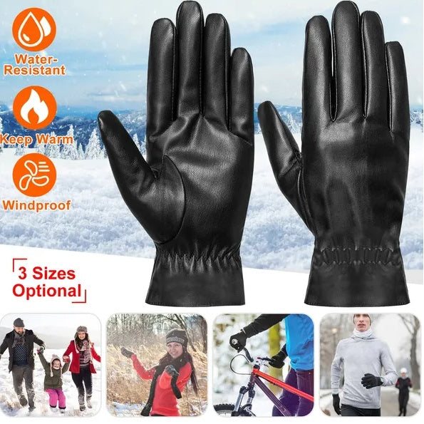 Unisex Leather Winter Gloves - Windproof Cycling & Skiing Gloves - DropOnline.co