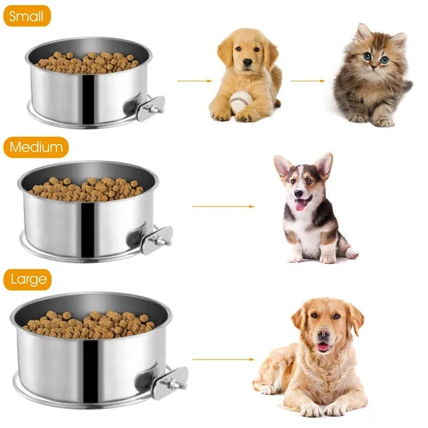 Detachable Pet Cage Food Water Bowl With Clamp Holder - DropOnline.co