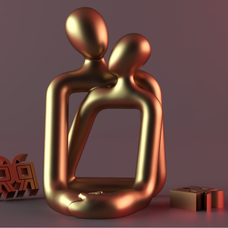 Heartwarming Loving Couple Resin Statue - A Timeless Modern Home Decor Accent For Bookshelves, Office Desks, And Nightstands Valentine's Day Gift - DropOnline.co