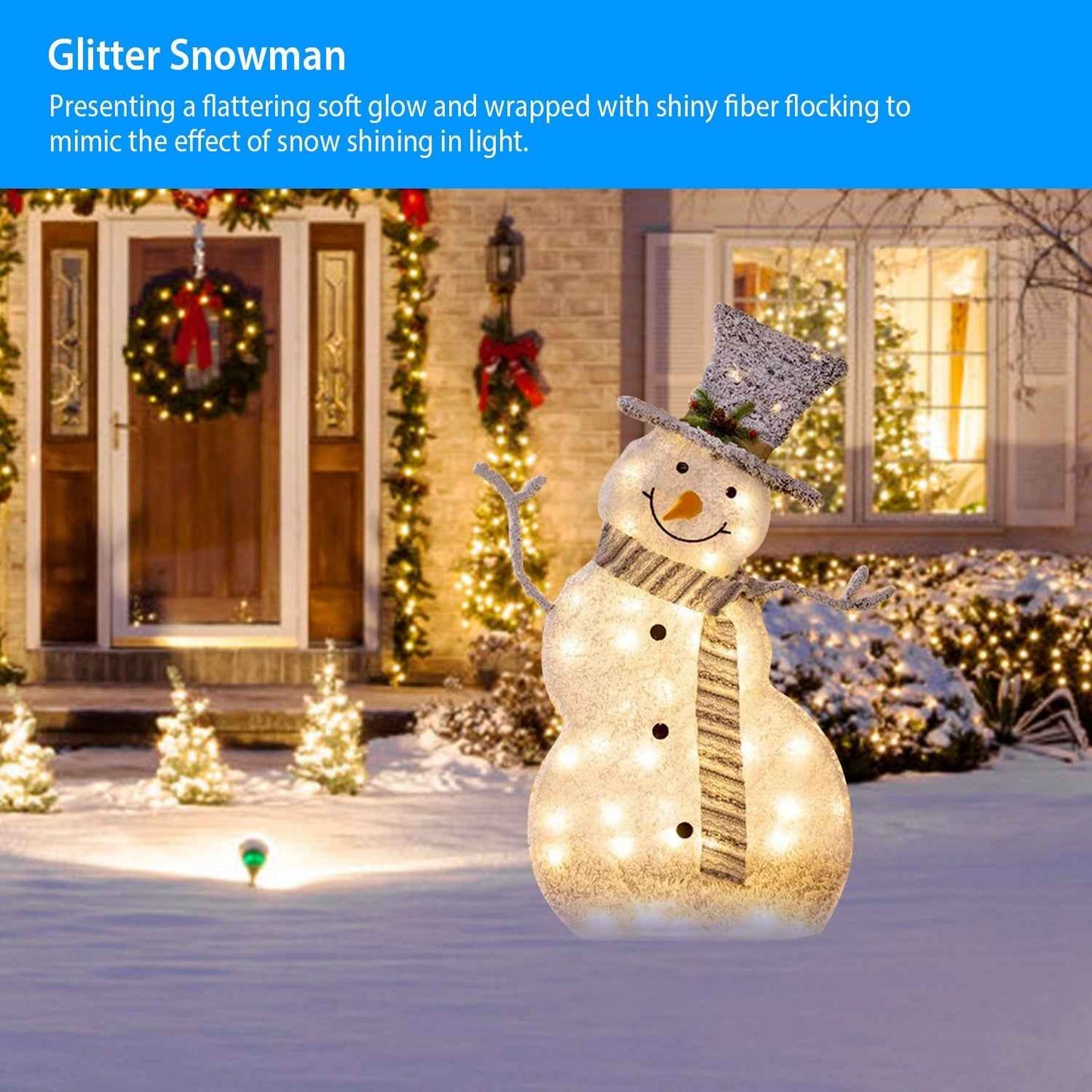 LED Christmas Snowman Decoration Light - Collapsible Battery Operated with Removable Hands - DropOnline.co