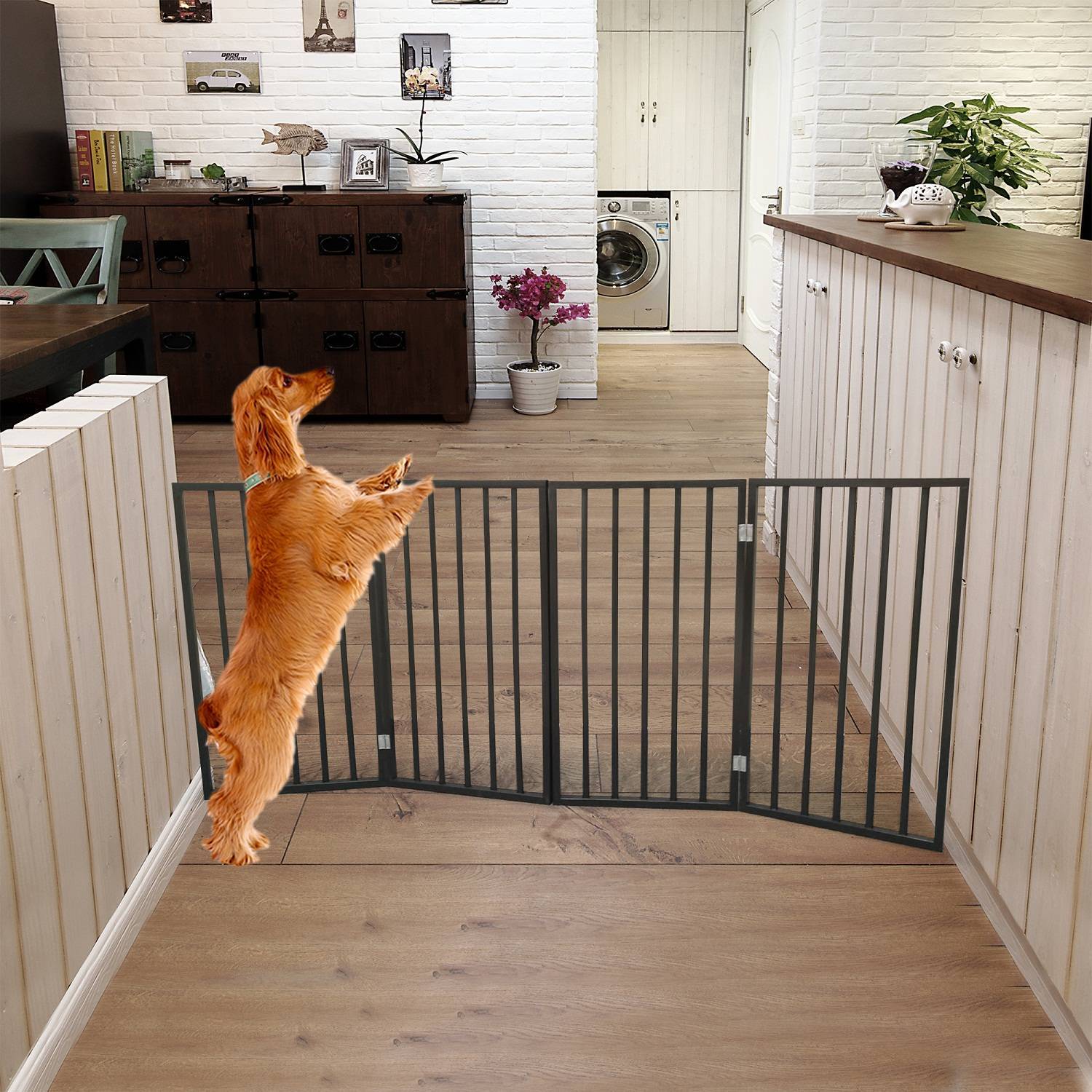 Pet Gate - Dog Gate For Doorways,Stairs Or House-standing, Folding - DropOnline.co