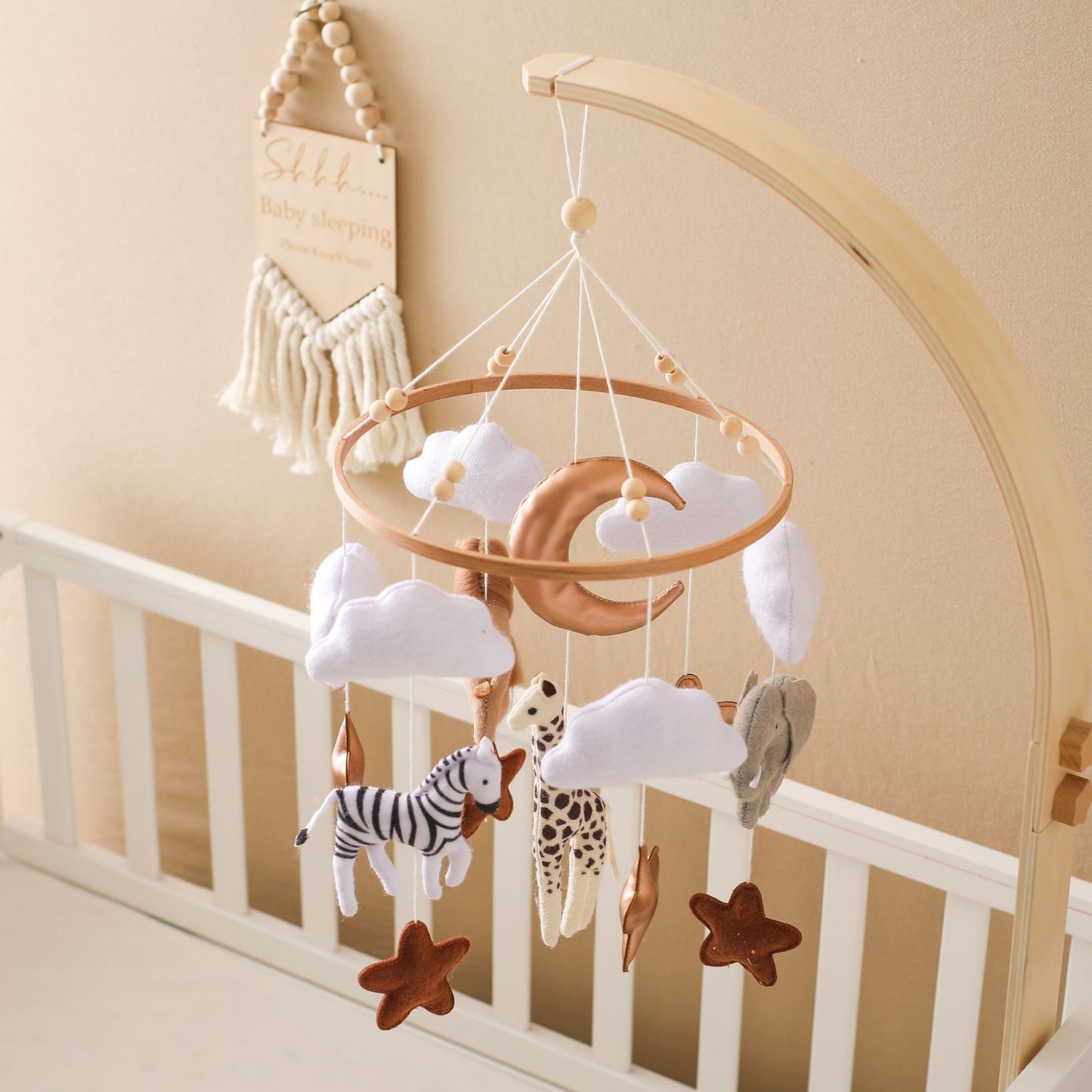 Room Hand-eye Coordination Decoration Wind Chimes Crib Felt Forest Animal Cloud Moon Bed Bell - DropOnline.co