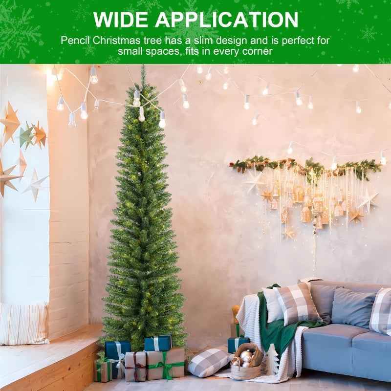 PVC Pencil Christmas Tree - 5ft-7ft Slim Green Design